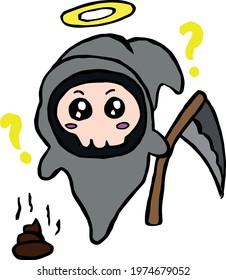 Cute Cartoon Sketch.Death Angel with transparent background 