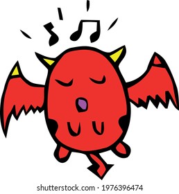 Cute Cartoon Sketch.Demon with transparent background 
