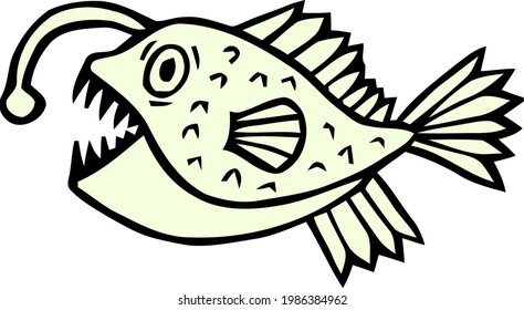 Cute Cartoon Sketch.Fish with transparent background 