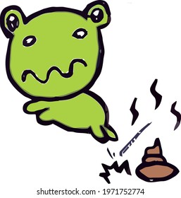 Cute Cartoon Sketch.Frog with transparent background 