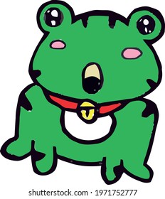 Cute Cartoon Sketch.Frog with transparent background 