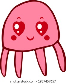 Cute Cartoon Sketch.jellyfish with transparent background