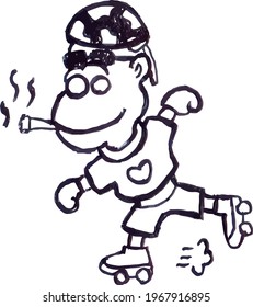 Cute Cartoon Sketch.Monkey with transparent background 