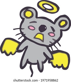 Cute Cartoon Sketch.Mouse with transparent background 