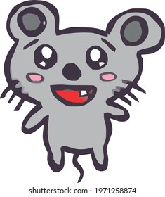 Cute Cartoon Sketch.Mouse with transparent background 