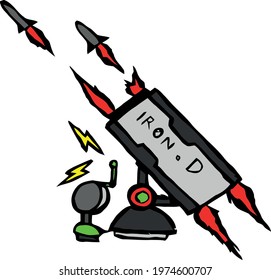 Cute Cartoon Sketch.Rocket with transparent background 