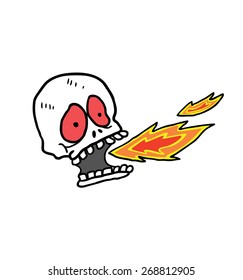 cute cartoon skull with fire