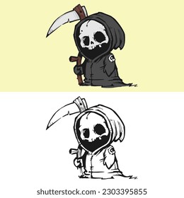 cute cartoon skull or grim reaper in vector form