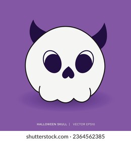 Cute cartoon skull Halloween decoration element, vector illustration design 