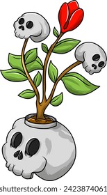 A cute cartoon skull