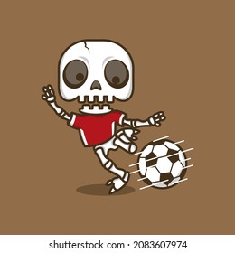 cute cartoon skull playing soccer. vector illustration for mascot logo or sticker