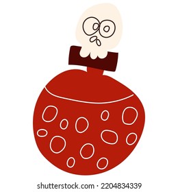 Cute cartoon skull red bubble for Halloween holiday. Single design graphic element. Vector illustration.
