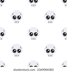 Cute cartoon skull seamless pattern background.