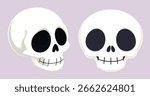 Cute Cartoon Skull Vector Icons for Halloween Design