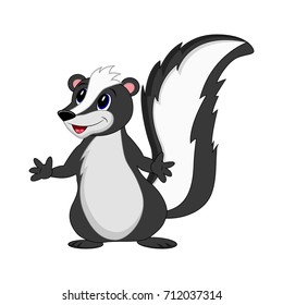 Cute cartoon skunk. Vector illustration isolated on white background.