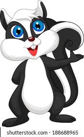 Cute cartoon skunk waving