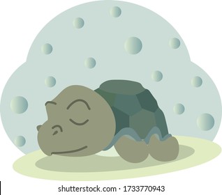 Cute cartoon sleeping baby turtle