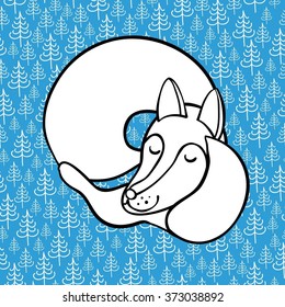 Cute cartoon sleeping fox. Good night! 