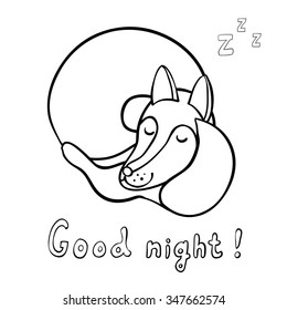 Cute cartoon sleeping fox  isolated on white background. Good night! 
