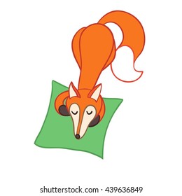 Cute cartoon sleeping fox isolated on white background. Good night! 