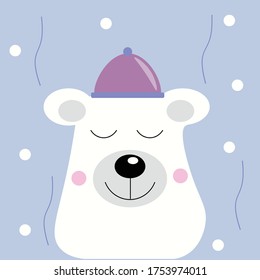 Cute cartoon sleeping pola bear,ice bear. EPS10 vector