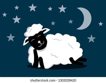 A cute cartoon sleeping sheep. Vector illustration