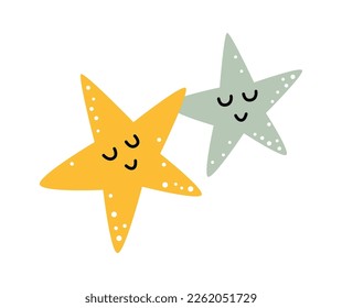 Cute Cartoon schlafend Stern flach Symbol Astrologie. Vektorgrafik