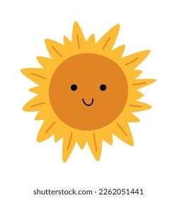Cute cartoon sleeping sun flat icon Solar system Astrology. Vector illustration