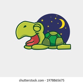 Cute cartoon sleeping turtle open his big mouth yawn. Animal Cartoon Flat Style Icon illustration Premium Vector Logo