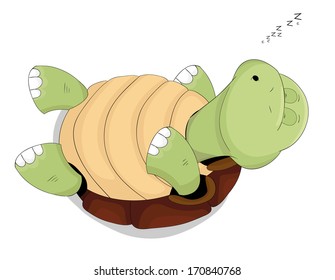 Cute cartoon sleeping vector turtle