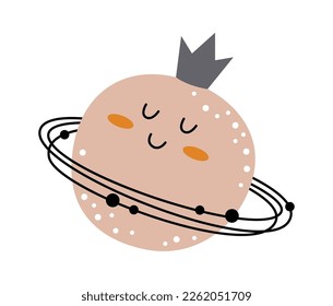 Cute caricatura somnolienta planeta icono plano Astrología. Ilustración del vector