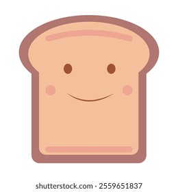 Cute cartoon slice of bread displaying a cheerful smile