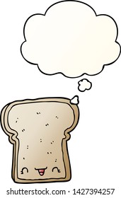 cute cartoon slice of bread with thought bubble in smooth gradient style