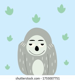Cute cartoon sloth. cartoon animal vector unique hand drawn. EPS10 vector
