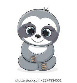 Cute Cartoon Sloth. Concept for children print.