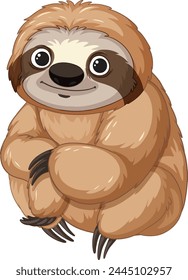 Cute cartoon sloth with a friendly smile