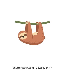 Cute Cartoon Sloth Hanging