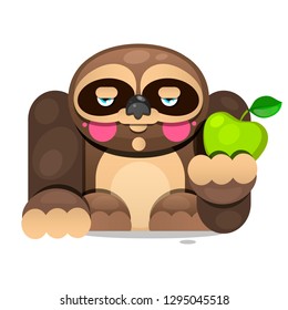 cute cartoon sloth sitting cartoon animal vector illustration
