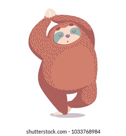 cute cartoon sloth sitting in yoga pose. cartoon animal vector illustration.unique hand drawn vector illustration with sloth.