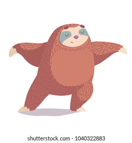 cute cartoon sloth sitting in yoga pose. cartoon animal vector illustration.unique hand drawn vector illustration with sloth.