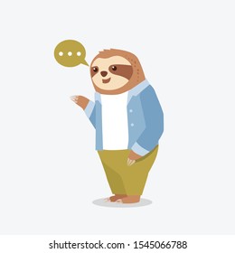 Cute cartoon sloth vector graphic design