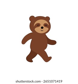Cute cartoon sloth walking vector illustration