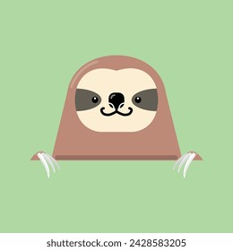 Cute Cartoon Sloth. Wild Animal. Illustration for nursery design, poster, greeting, birthday card, baby shower design and party.