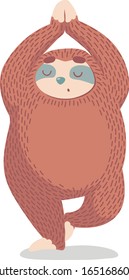cute cartoon sloth in yoga pose. cartoon animal vector illustration.unique hand drawn vector illustration with 