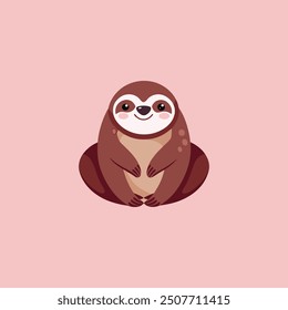Cute cartoon sloth-bear character vector illustration