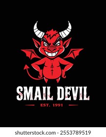 Cute Cartoon Smail Devil Graphic Funny T-Shirt Design