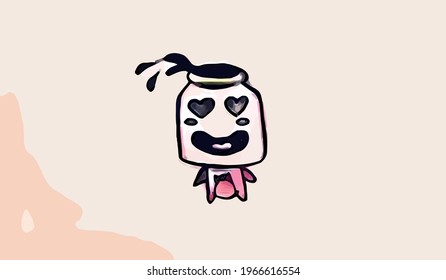 Cute Cartoon Smile Bottle . Vector illustration