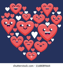 Cute Cartoon Smiley hearts