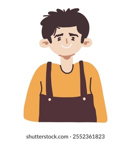 Cute Cartoon Smiling Boy Flat Illustration