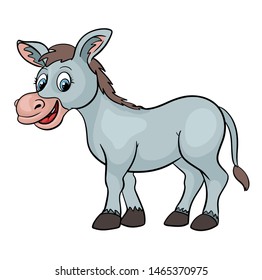 Cute cartoon smiling donkey animal vector illustration